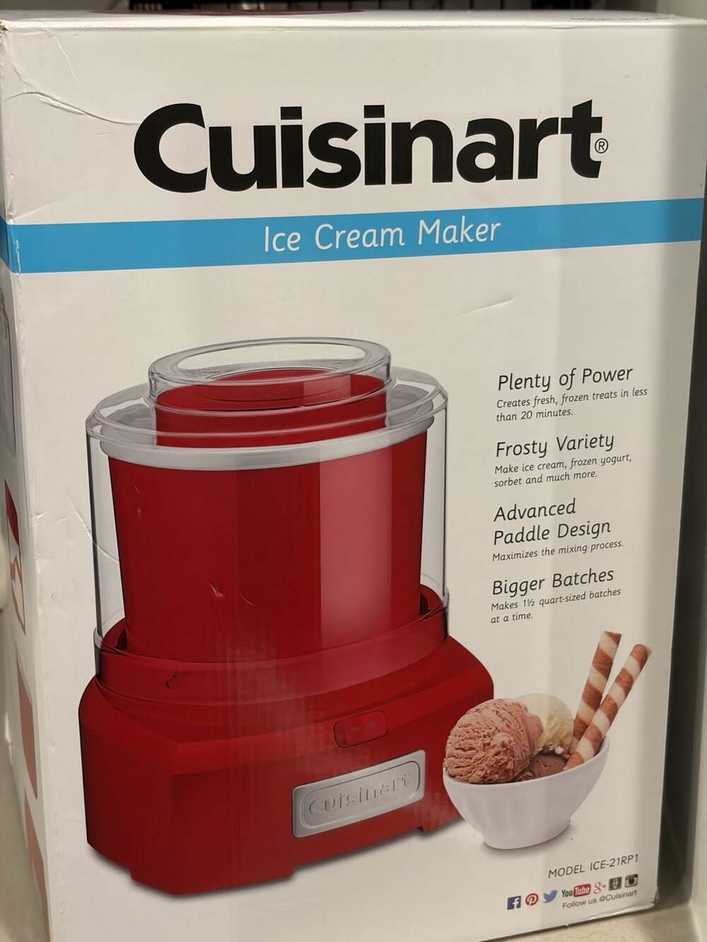 Cuisinart Automatic Frozen Yogurt, Ice Cream & Sorbet Maker, Red